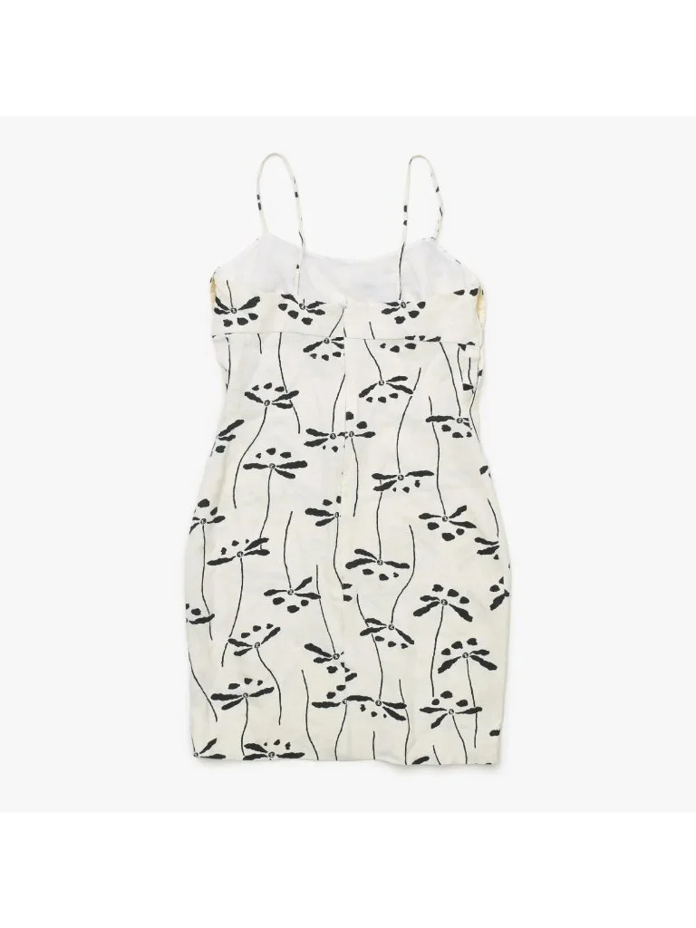 Chanel Mini Dress CC Logo Dragonfly Motif White Black Vintage 4 36